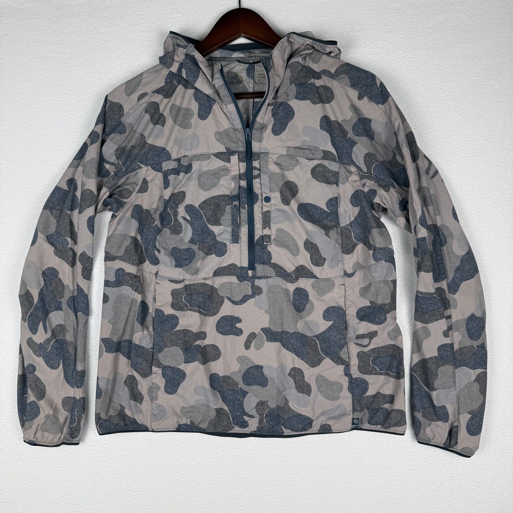 Mountain Hardwear Kor Preshell Anorak Womens Small Grey Camo Hooded Jacket - Picture 2 of 11